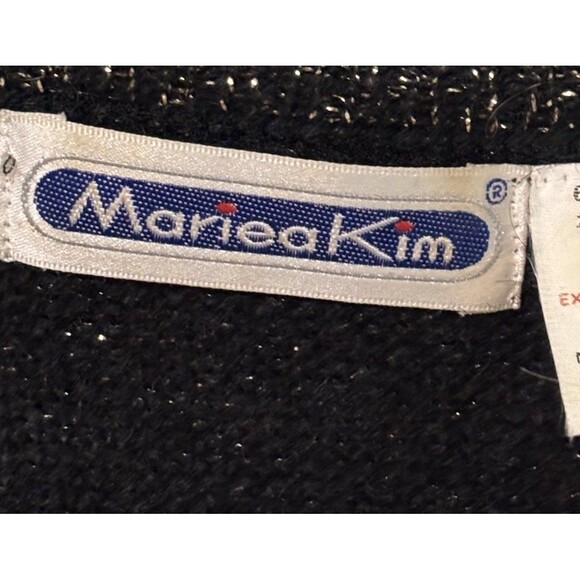 Vintage Mariea Kim Knitted Sweater Metallic glitter Bow Details Black Sz M - Picture 8 of 11
